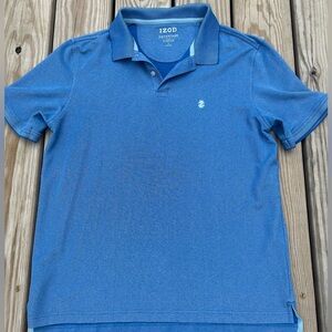 Izod Advantage Performance Men's  Stretch Polo Heather Blue Large Embroidered